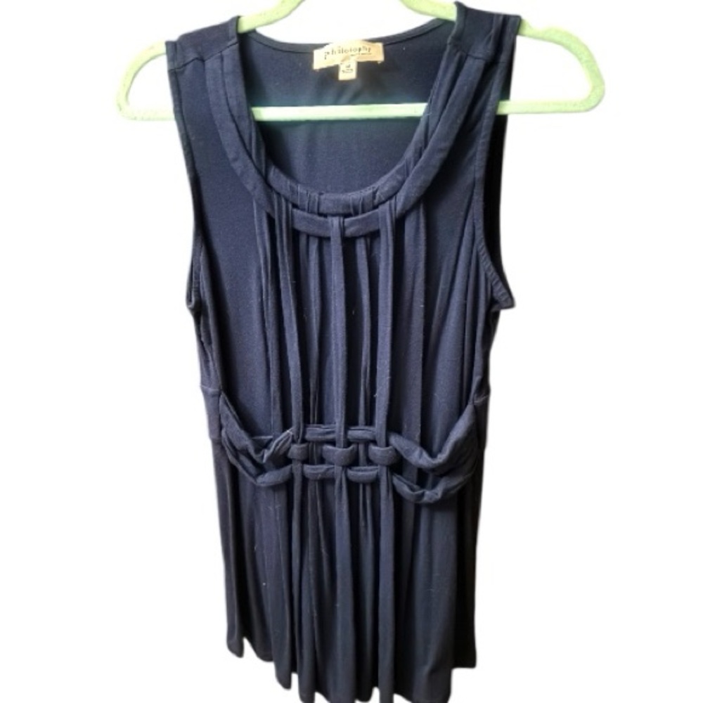 Philosophy Navy Blue Knotted Tank Top